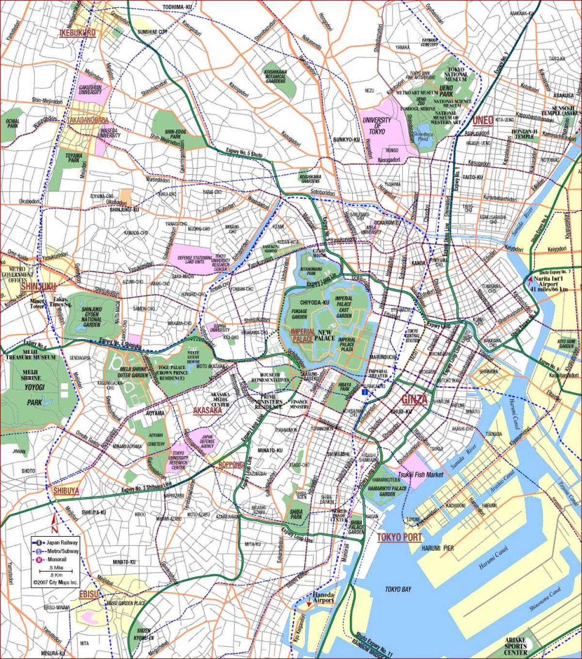 mapa de la ciudad de Tokio