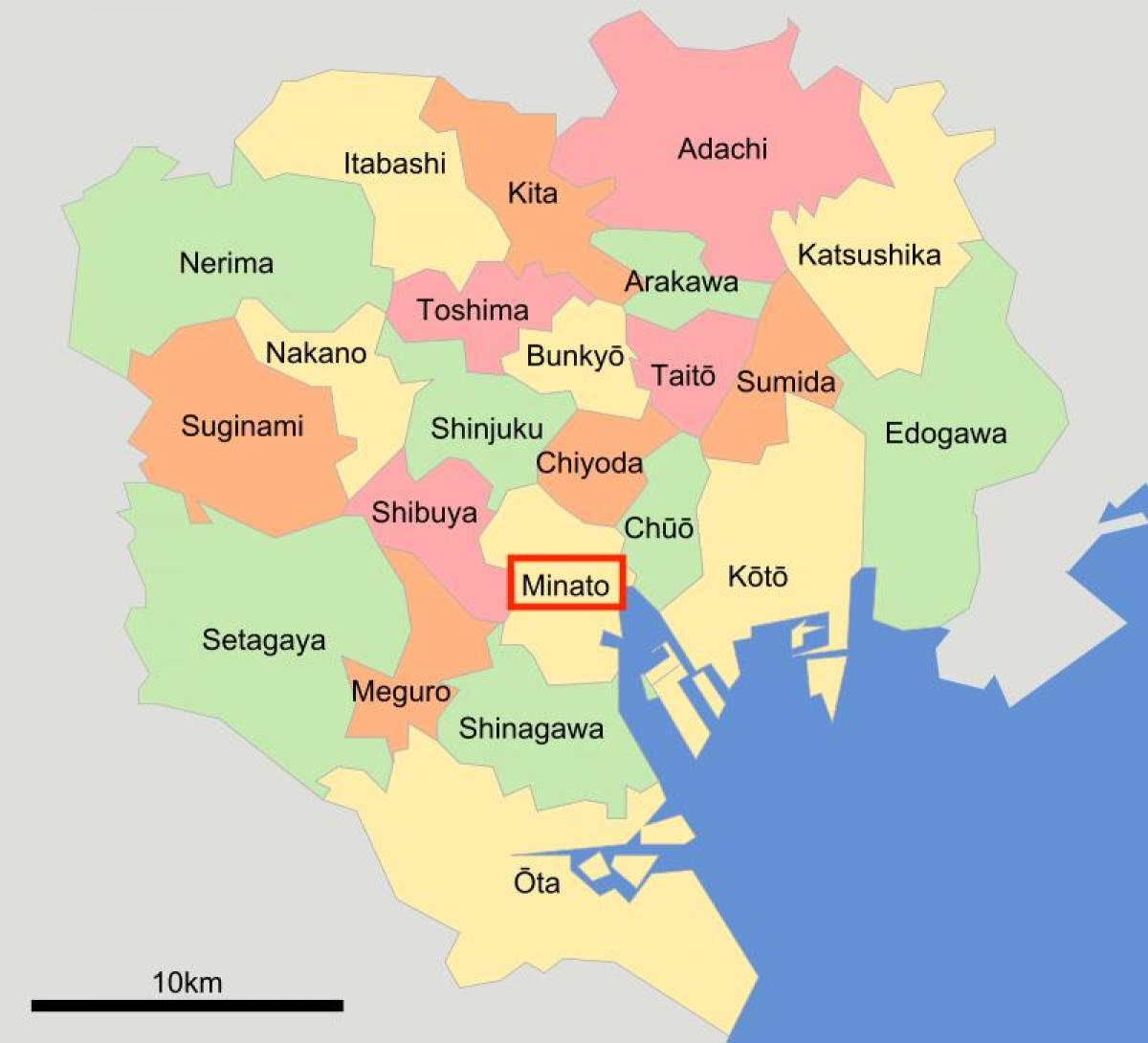 minato ku Tokyo mapa