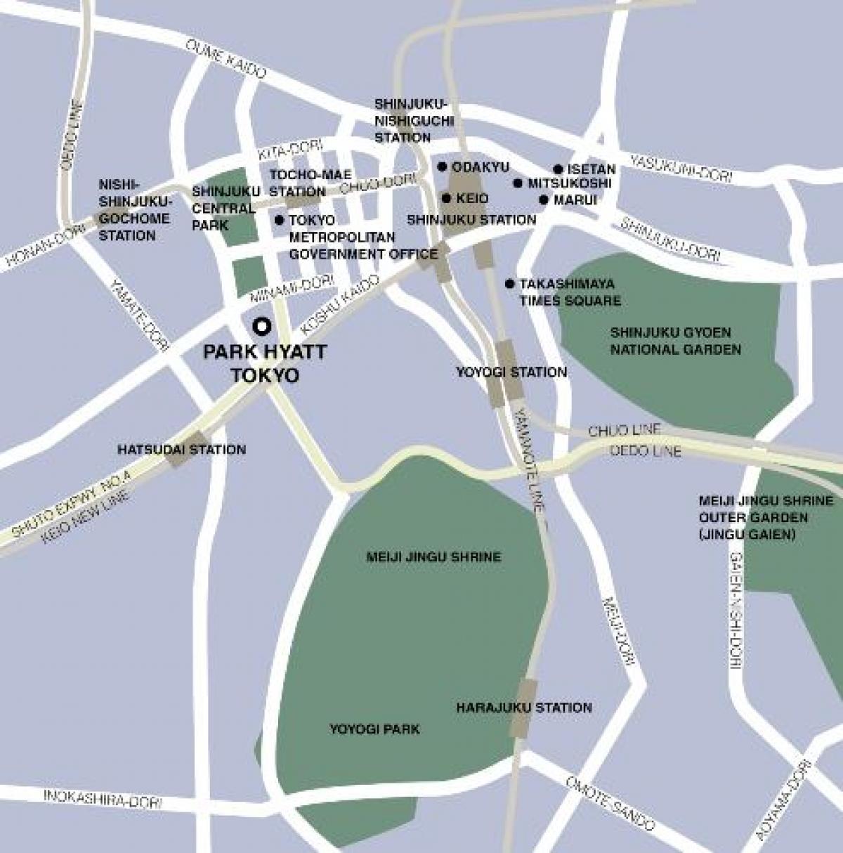 mapa de park hyatt Tokyo