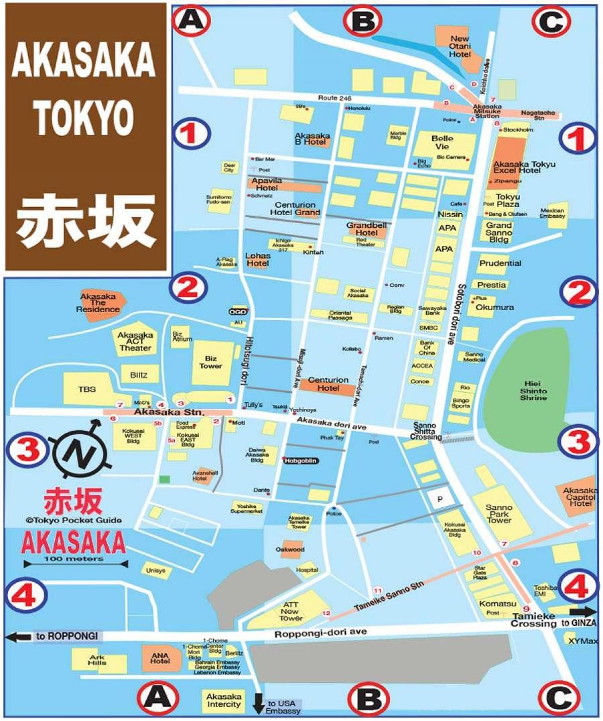 mapa de Akasaka en Tokio