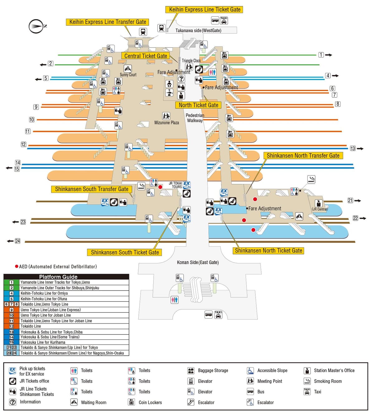 mapa de la estación de shinagawa