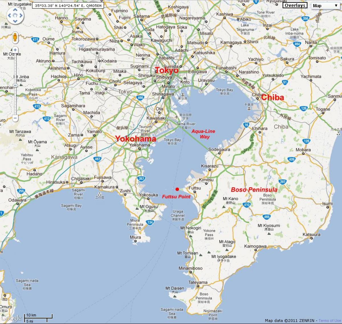 mapa de la bahía de Tokio