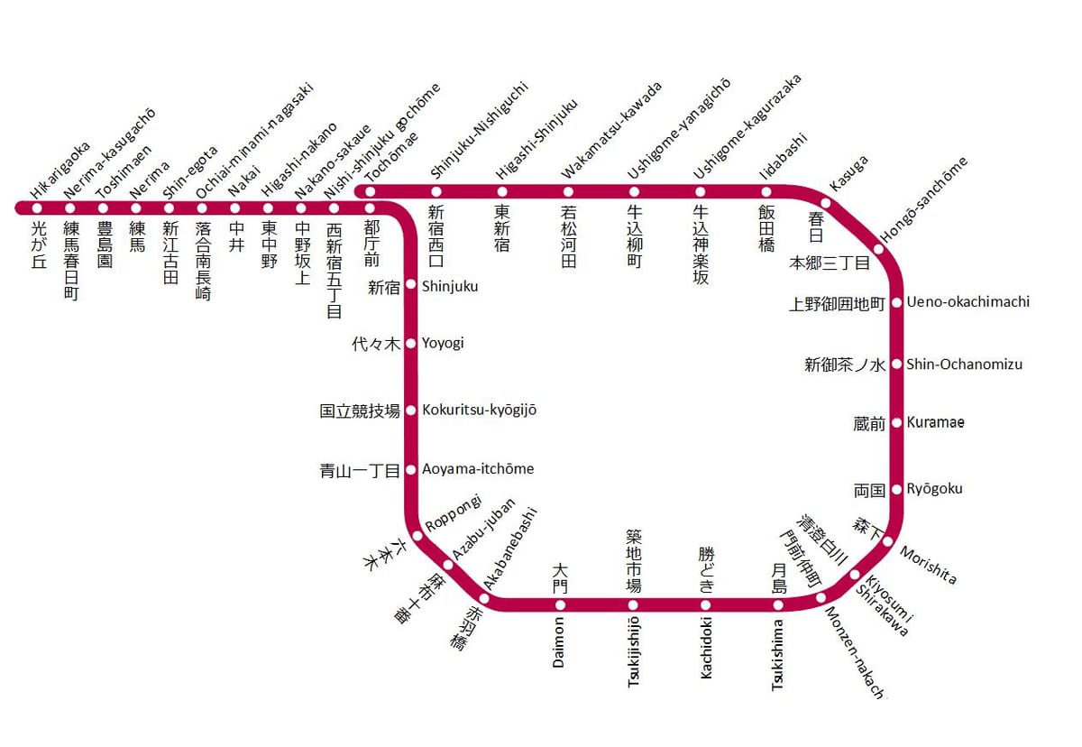 oedo del metro de la línea de metro mapa