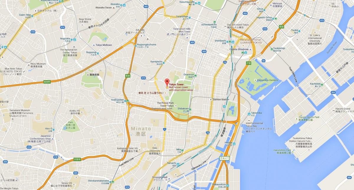 mapa de la torre de Tokio