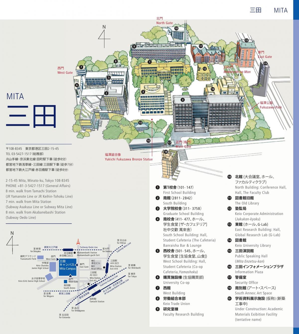 mapa de la universidad de keio