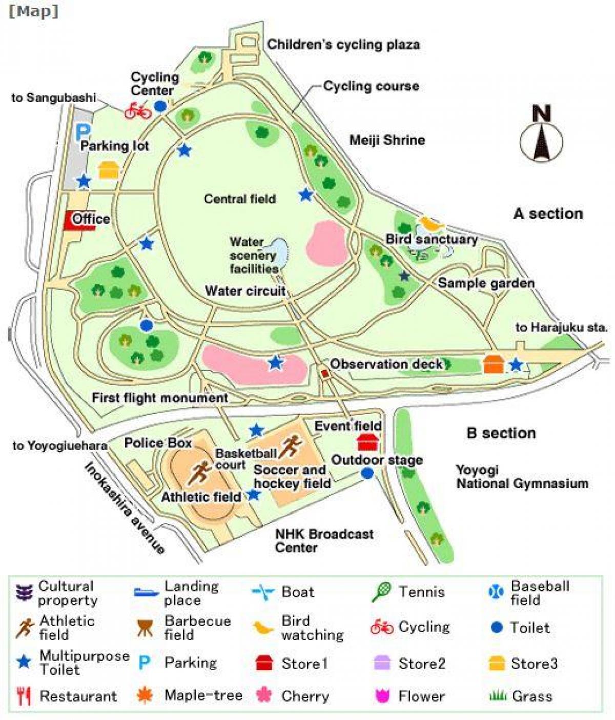 mapa de Parque de Yoyogi