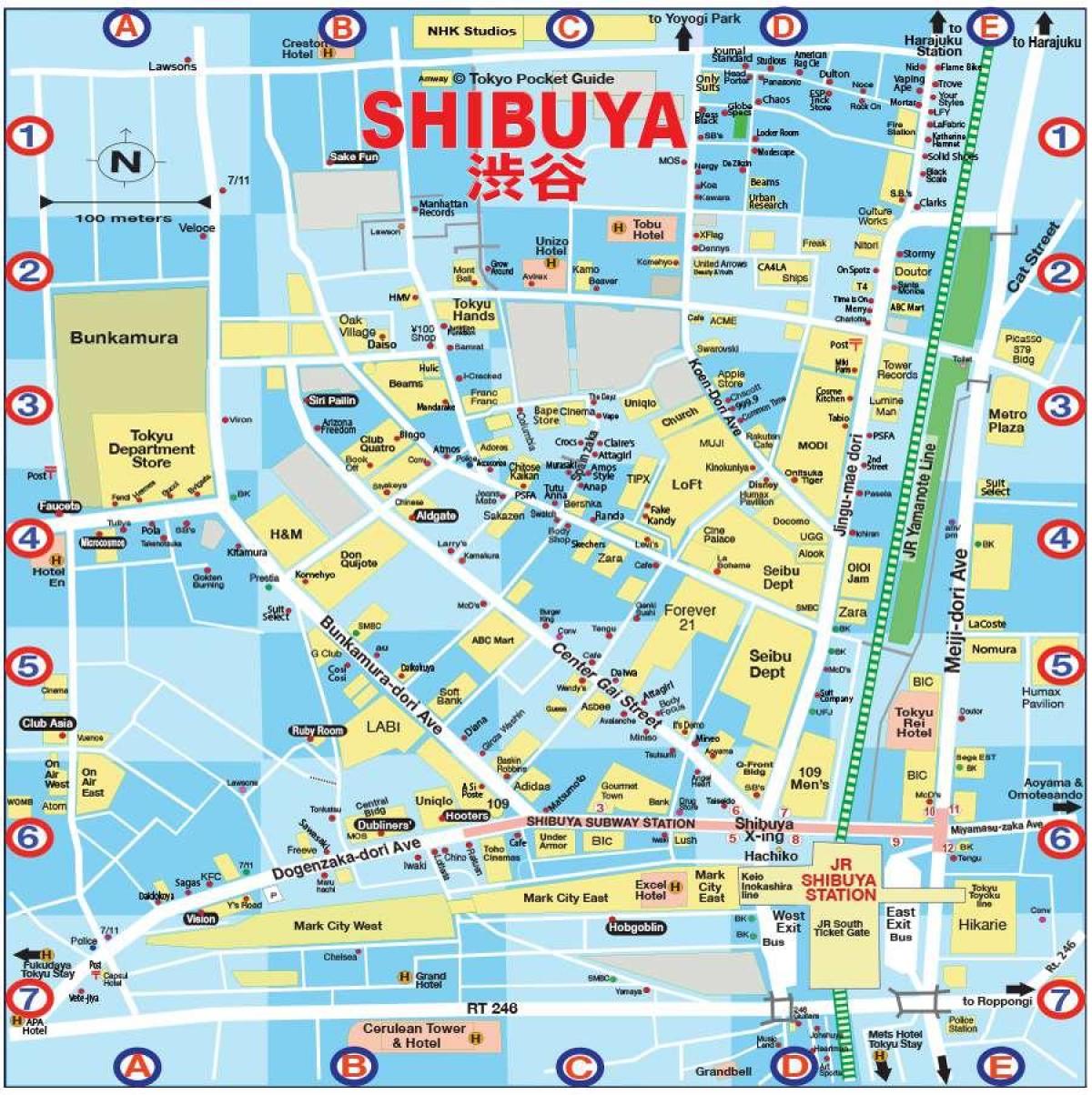 mapa de Shibuya de Tokio