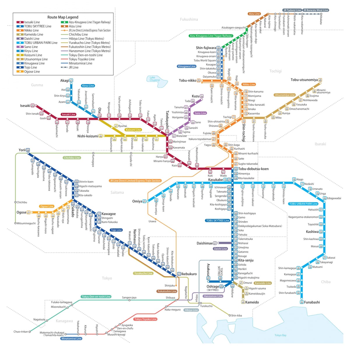 mapa de Tobu tojo línea