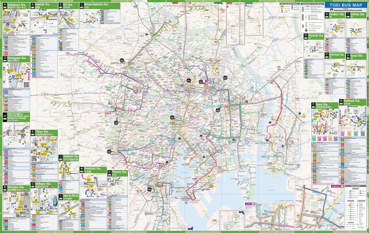 Mapa de autobuses de la ciudad de tokio