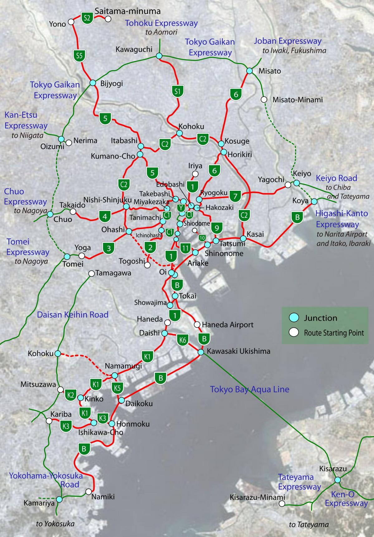 mapa de Tokio carretera