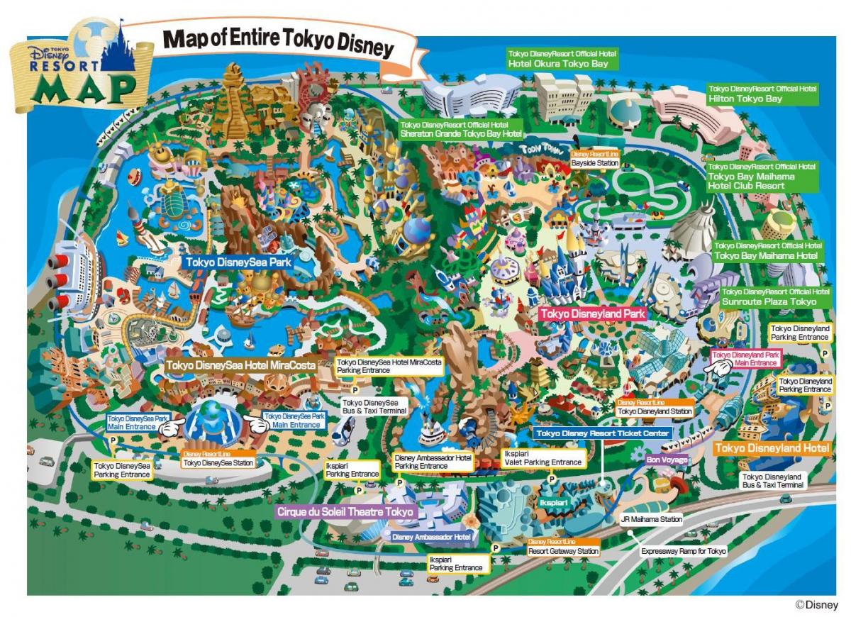 Tokyo Disney mapa - Disneyland mapa de Tokio (Kantō - Japón)