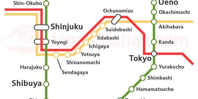 Tokio de la línea JR mapa