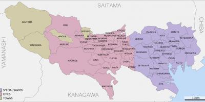 Mapa de las prefecturas de Tokio